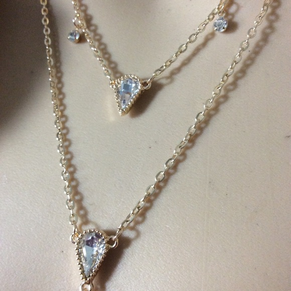 🎀BLING LAYER GOLD NECKLACE CHOKER DIAMOND BOHO - Picture 5 of 7